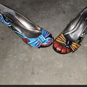 George Women's Hand-Painted Multi-Color Peep-Toe Heels